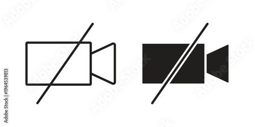 Video off icons. Vector graphic. Editable vector stroke. EPS 10.