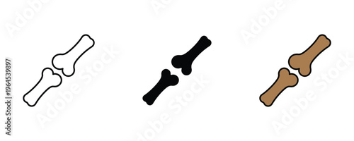 Human bone joint for anatomy study, orthopedic health and medical skeleton icon set. Body structure symbol. Vector Illustration.