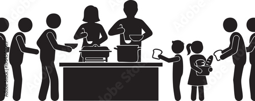 People lining up to receive meals at a compassionate food distribution event, providing essential sustenance and aid