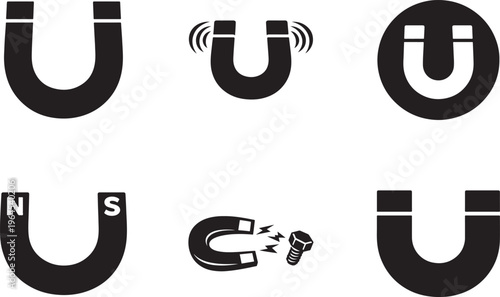 Magnet icon design set for attraction concept, editable vector graphics for UI, apps, and web.