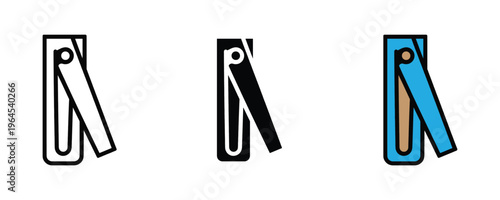 Stainless steel nail clipper for personal grooming, manicure and pedicure tool icon set. Fingernail trimmer symbol. Vector Illustration.