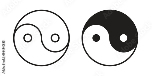 Yin yang icons. Vector graphic. Editable vector stroke. EPS 10.