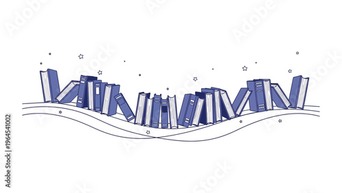 Reading Journey: A collection of vintage books stand proudly on a curved shelf, inviting exploration into worlds of knowledge and imagination.