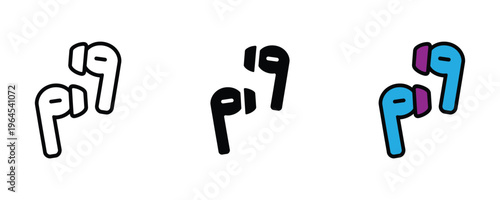 Wireless earbuds for music listening, digital audio gadget and mobile accessory icon set. Bluetooth earphones and sound speaker symbol. Vector Illustration.