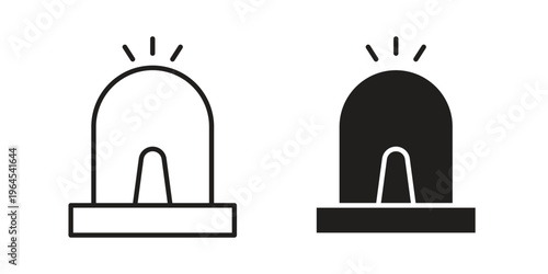Ambulance siren icons line and solid version, outline and filled vector design set