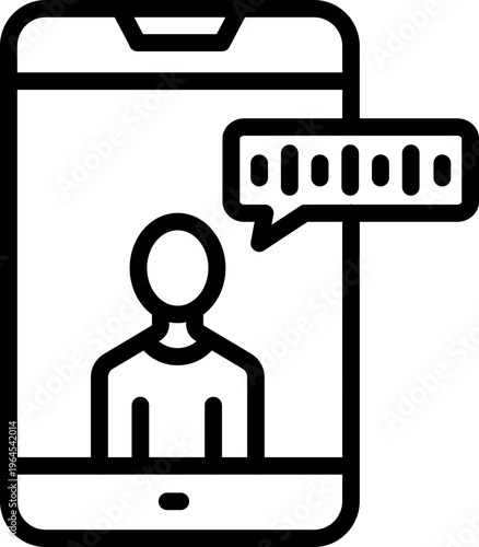 Smartphone Meeting Line Icon, Mobile Meeting Video Call Icon, Phone Conference Symbol