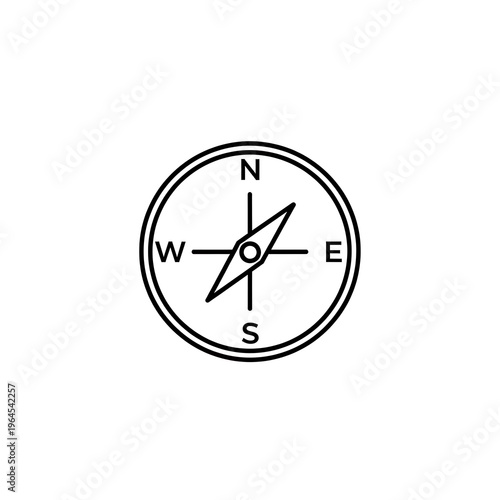 Free Download Classic Compass Rose Line Art Icon - Navigation Direction Finder Vector Outline - GFXLoad