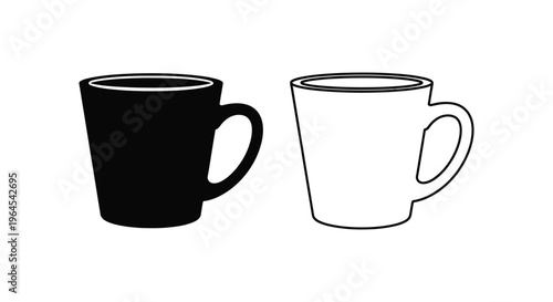 Black and white coffee mugs contrast Vector