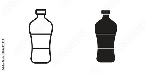 Bottle icons line and solid version, outline and filled vector design set