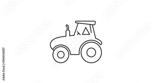 Simple outline drawing of a tractor with a cab, smokestack, and large wheels