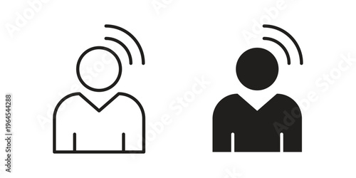 Brand awareness icons line and solid version, outline and filled vector design set