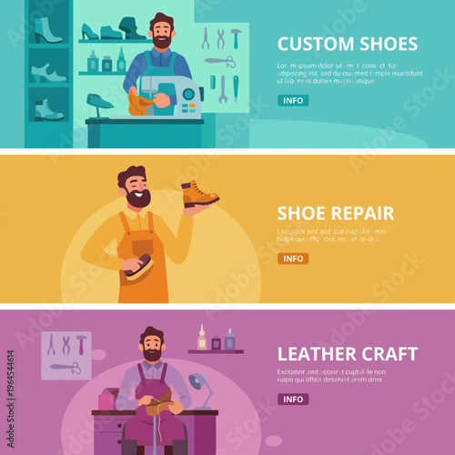 An illustration depicting a skilled craftsman working creatively to produce custom shoes, showcasing tools, materials, and the artistry involved in shoe design.