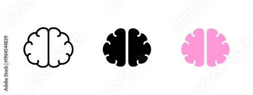Brain icon. Symbol of intelligence, cognition, and neural networks. Represents thinking, ideas, learning, and AI concepts. Abstract or anatomical design for technology and science contexts.