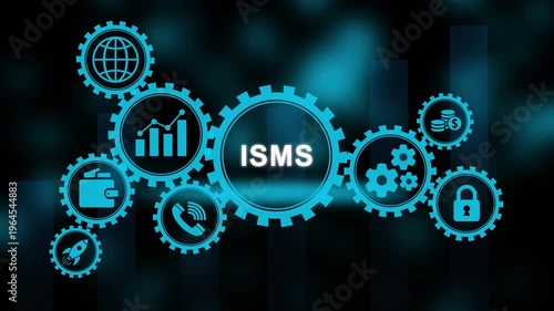 Conceptual Network of Gears Depicting ISMS and Business Management Keywords: ISMS, information security management system, security, data protection, cybersecurity, management, system