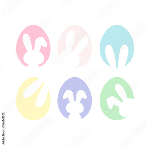 Set of bunny silhouette inside colorful easter eggs