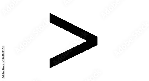 A bold, black greater-than symbol stands out against a stark white background