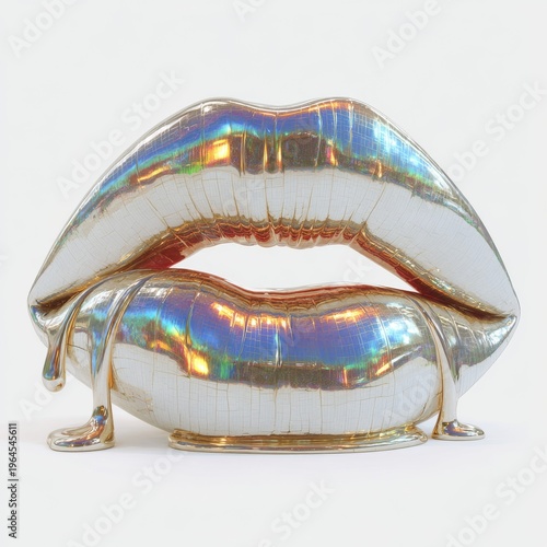 Luxury iridescent lips depicted in contemporary digital art with high resolution