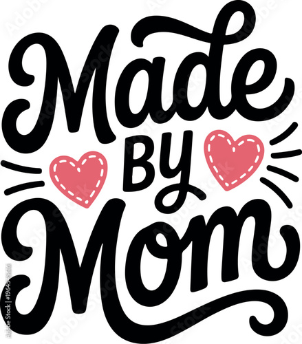 Quadro su tela Made by mom logo with hearts