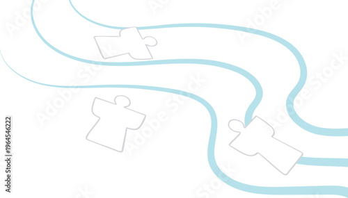 大祓の人形（ひとがた）が流れるベクターイラスト｜厄除け・お祓いの儀式シーン素材（背景透過）