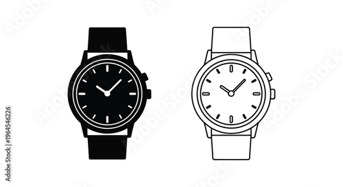 Watches, clock, time, black and white Vector