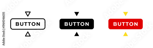 Push button icon. Click and digital symbol. Vector, interface and UI concept. Device, control and modern design representing push, button and interaction element.