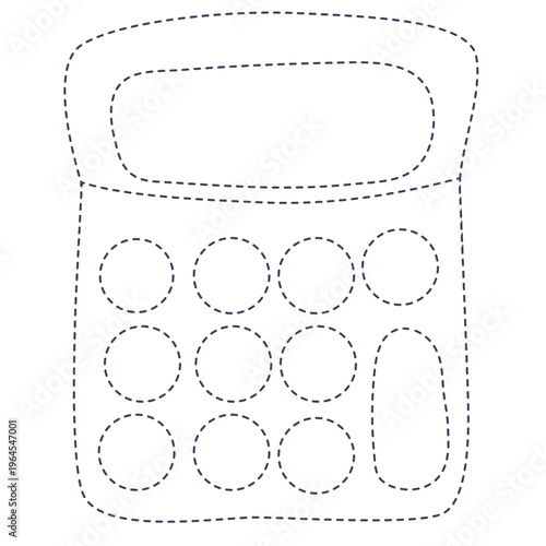 Transparent dotted line calculator for kids activity tracing and coloring