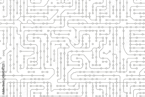 Circuit board pattern vector design, electronic technology background with microchip lines and connections