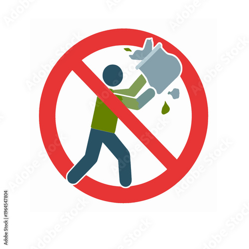 No littering sign, red circle no littering sign white background