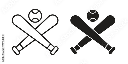 Baseball icons for web and mobile UI design. Glyph vector with editable stroke