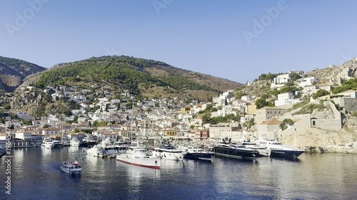 The port of Hydra in the morning, Greece.