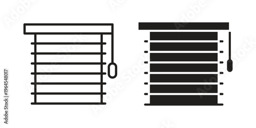 Blinds icons for web and mobile UI design. Glyph vector with editable stroke