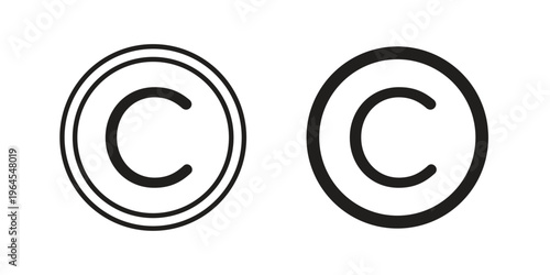 Copyright icons line and solid version, outline and filled vector design set