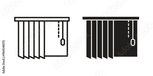 Blinds open icons for web and mobile UI design. Glyph vector with editable stroke