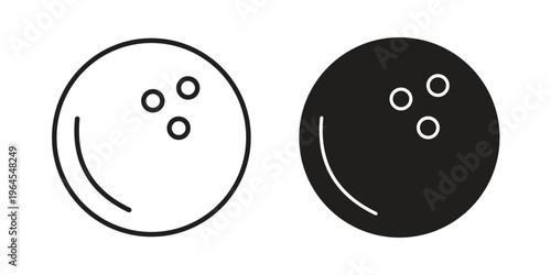 Bowling ball icons for web and mobile UI design. Glyph vector with editable stroke