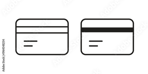 Credit card icons line and solid version, outline and filled vector design set