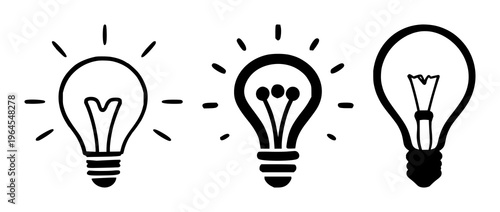 Solid black icon, white background: idea spark icon set with simple line art design featuring simple design, minimalist, black and white with illustrations and graphics