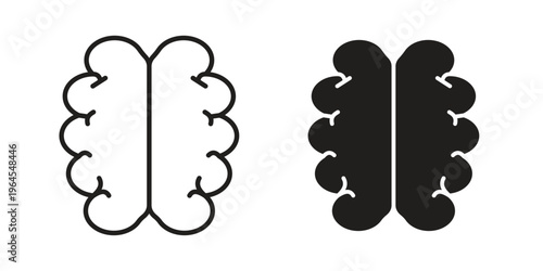 Brain icons for web and mobile UI design. Glyph vector with editable stroke