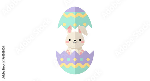 Easter Bunny in Cracked Egg Illustration