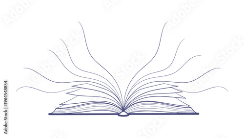 Book of Imagination: A beautifully crafted illustration depicts an open book with pages gracefully unfurling, symbolizing the expansive realm of imagination.