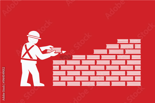 Education Builds Society Concept with Brick Made of Books Symbolizing Knowledge as Foundation for Development Illustration