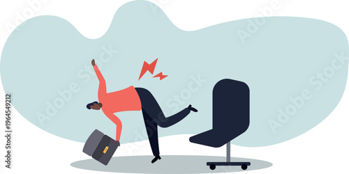 Office syndrome back pain, sitting and work too long causing back ache or inflammation of neck,human life and situation.