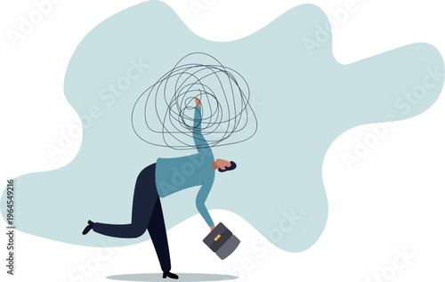 Stress at work, exhausted from overworked and too many problems or frustrated and paranoia office worker.human life and situation.