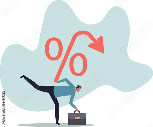 Inflation or interest rate falling down, decrease or reduction, profit fall in economic recession, stock market value loss,human life and situation.