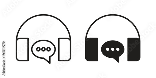 Customer service icons line and solid version, outline and filled vector design set