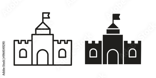 Castle icons for web and mobile UI design. Glyph vector with editable stroke