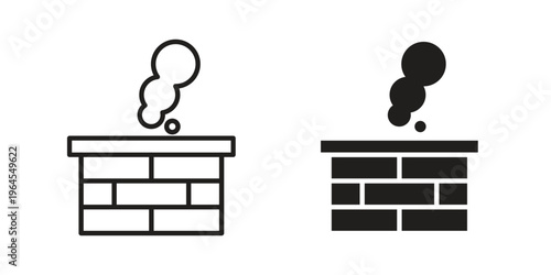 Chimney icons for web and mobile UI design. Glyph vector with editable stroke