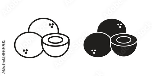 Coconut icons for web and mobile UI design. Glyph vector with editable stroke