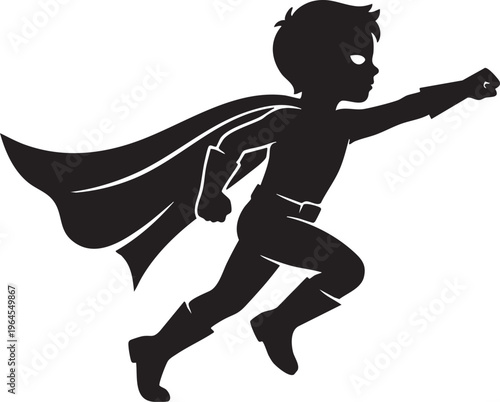 A dynamic silhouette capturing the essence of childhood fantasy and heroic aspirations for future adventures