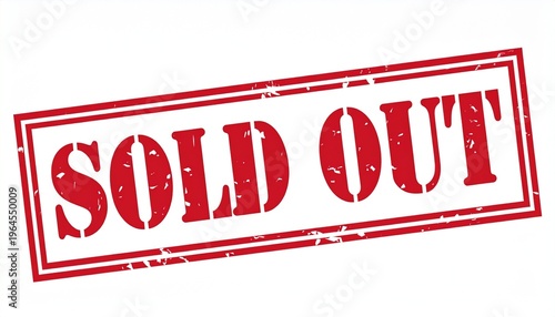 Red Sold Out Grunge Rubber Stamp