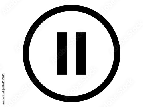 Minimalist Pause Button Icon in Circular Frame - Vector UI Element